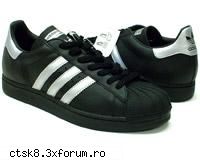 superstar, nr. 40 1/2, negri cu dungii argintii, 600.000 de contact: vand