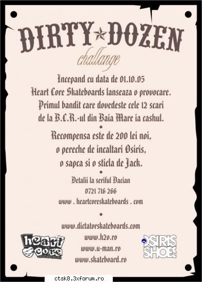 HEARTCORE SKATEBOARDS prezinta DIRTY DOZEN challenge - HEARTCORE SKATEBOARDS prezinta DIRTY DOZEN - News
